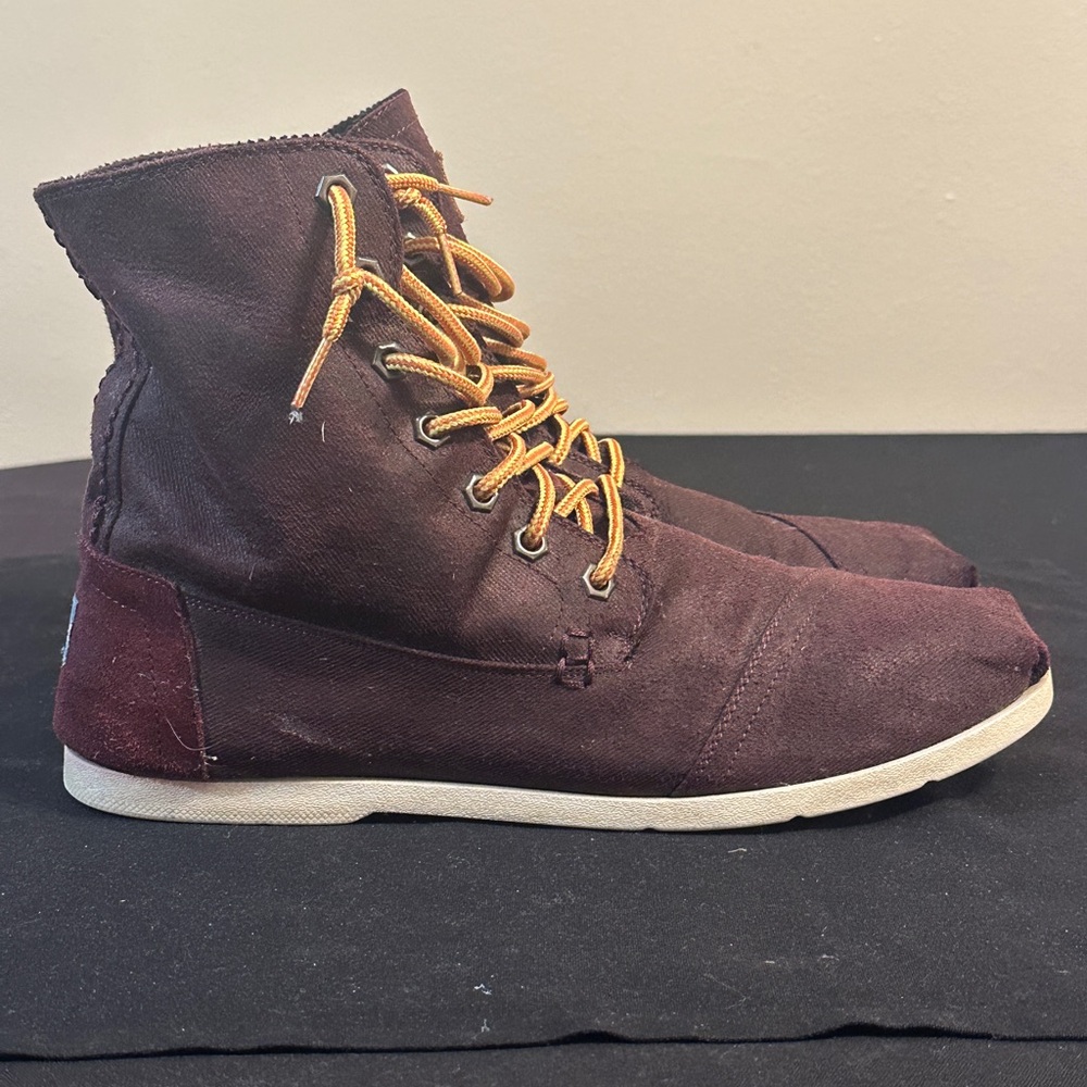 Toms Burgundy Chukka Boots Lace Up Cotton Canvas Men's Size 11